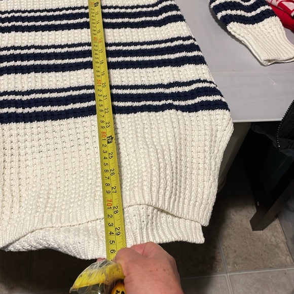 Women’s Lands*End* Sweater Blue & White Stripe Turtleneck Size L - Picture 10 of 11
